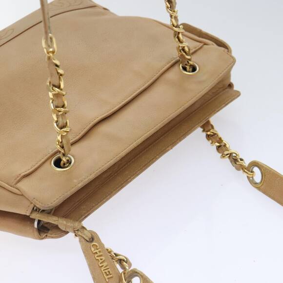 CHANEL Chain Shoulder Bag Caviar Skin Beige Gold CC - Picture 6 of 16
